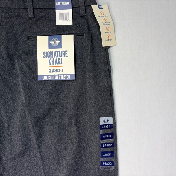 Dockers Classic‎ Fit 34x32 Gray Signature Khaki Lux Cotton Stretch Dress Pants - Picture 6 of 8